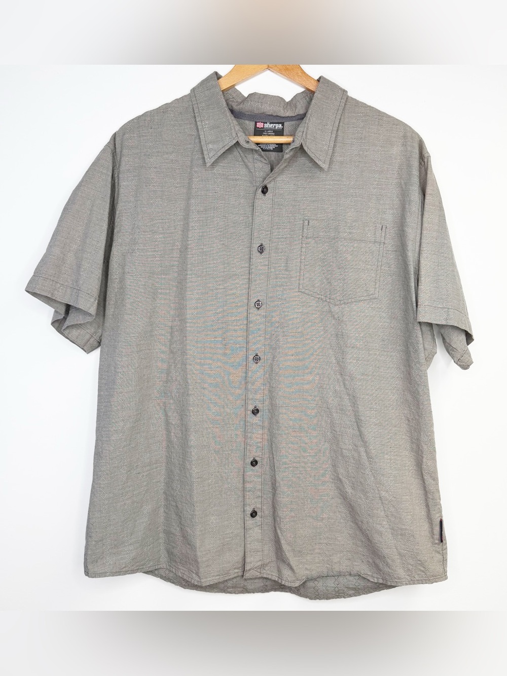 Sherpa Adventure Gear Short Sleeve‎ Button Up Shirt Grey Size XL